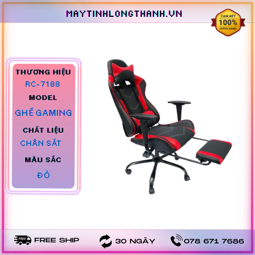GHẾ GAMING CHÂN XOAY RC7188 ĐỎ ĐEN