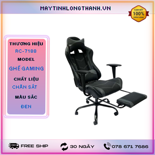 GHẾ GAMING CHÂN XOAY RC7188 ĐEN