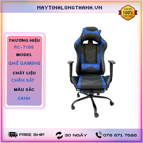 GHẾ GAMING CHÂN XOAY RC7188 XANH DƯƠNG