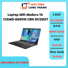 Laptop MSI Modern 14 C12MO-660VN CBH 01/2027