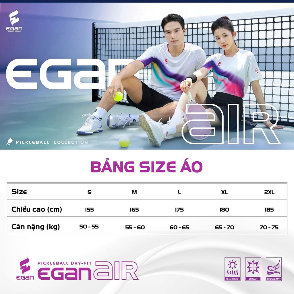 Áo Thể Thao Egan Air / T-Shirt Họa Tiết Tay