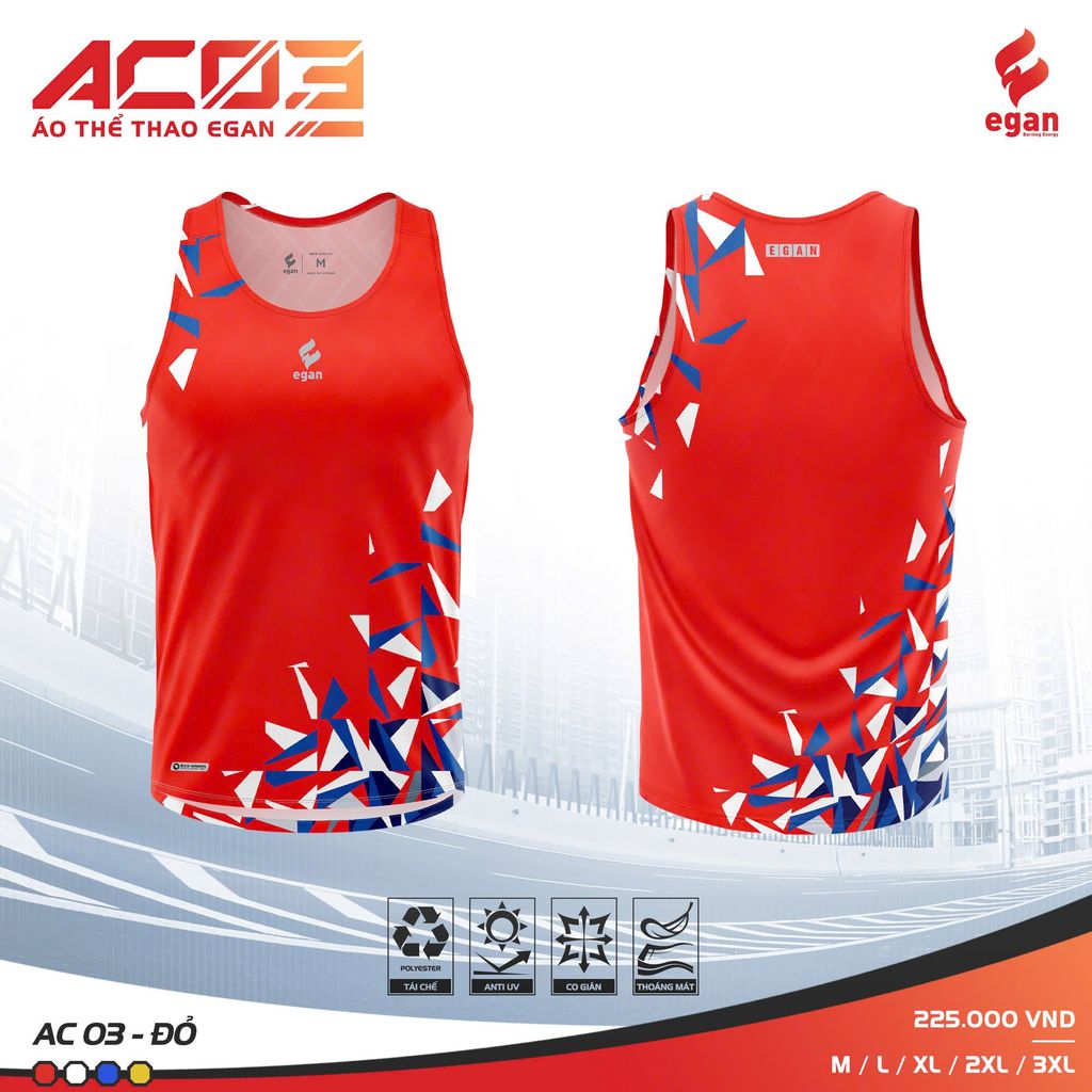 Áo Chạy Bộ Egan AC03 Nam Ba Lỗ