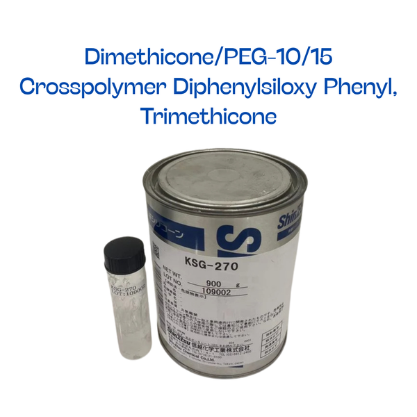 KSG-270 (Dimethicone/PEG-10/15 Crosspolymer Diphenylsiloxy Phenyl, Trimethicone)