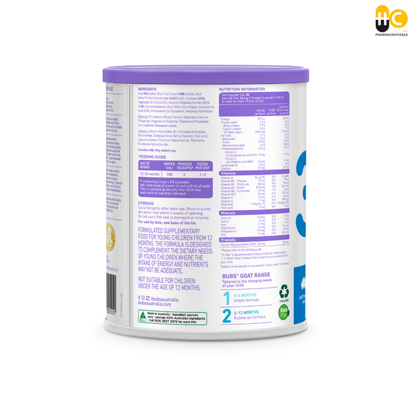  Sản phẩm dinh dưỡng BUBS EASY-DIGEST GOAT MILK TODDLER DRINK 3 