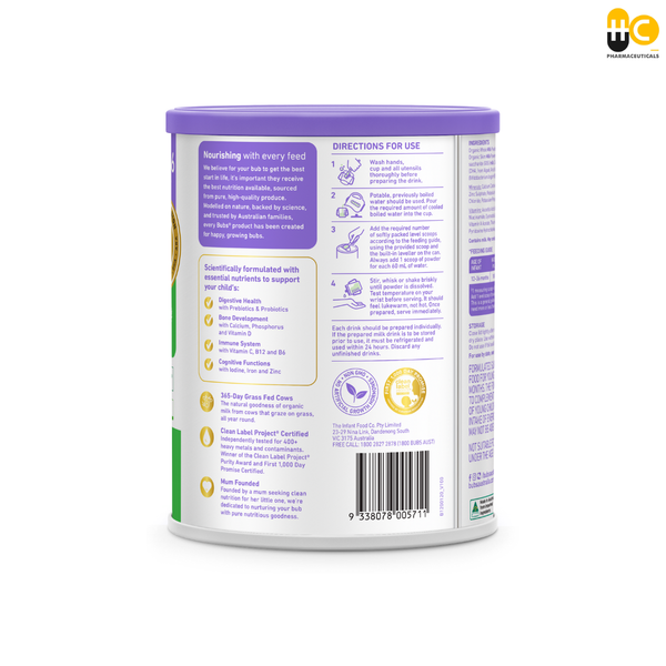  Sản phẩm dinh dưỡng BUBS ORGANIC GRASS FED TODDLER MILK DRINK 3 (12–36 tháng tuổi) 