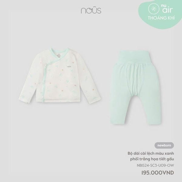 NOUS Bộ Quần Áo Newborn Cúc Chéo Cài Lệch
