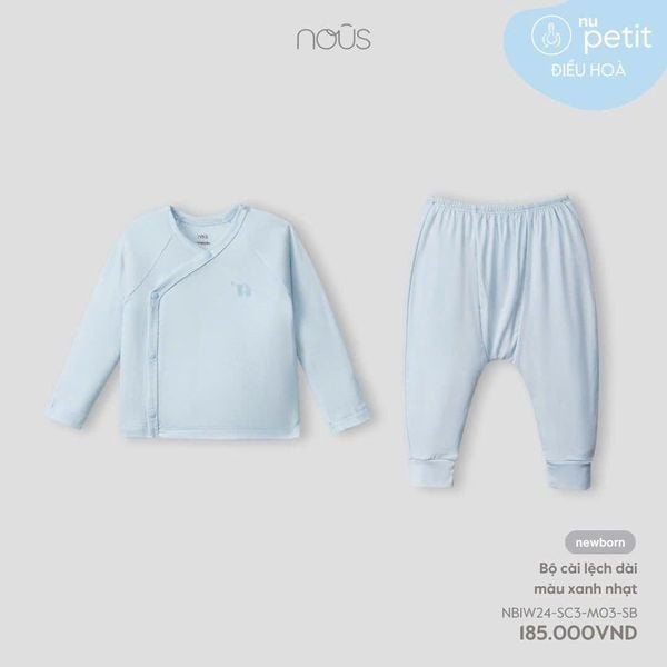 NOUS Bộ Quần Áo Newborn Cúc Chéo Cài Lệch