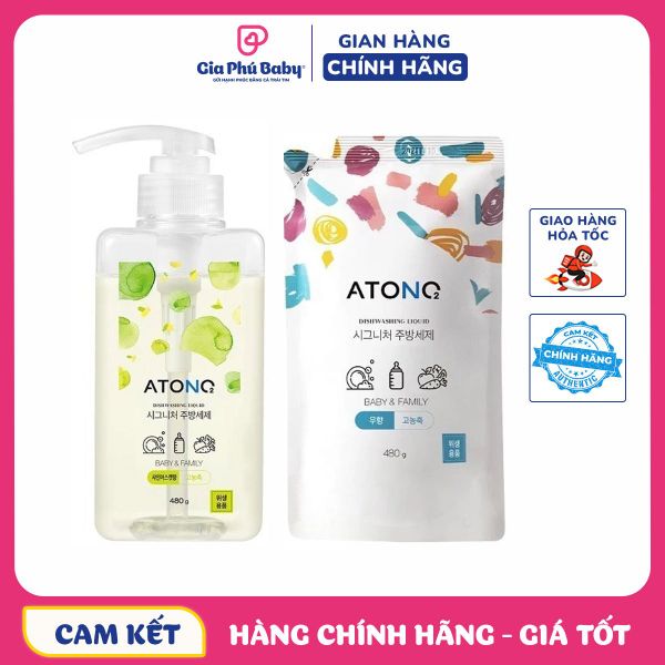 Nước Rửa Bình Atono2 Hàn Quốc hàng chính hãng cho bé từ sơ sinh ( Chai và túi )