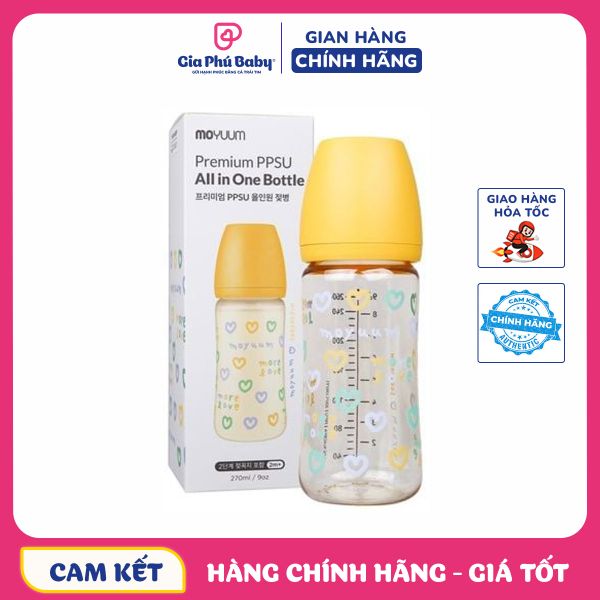 Bình sữa Moyuum PPSU Yellow Love 270ml
