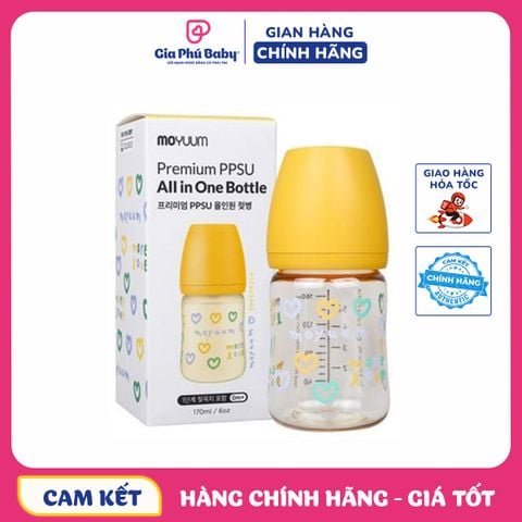 Bình sữa Moyuum PPSU Yellow Love 170ml