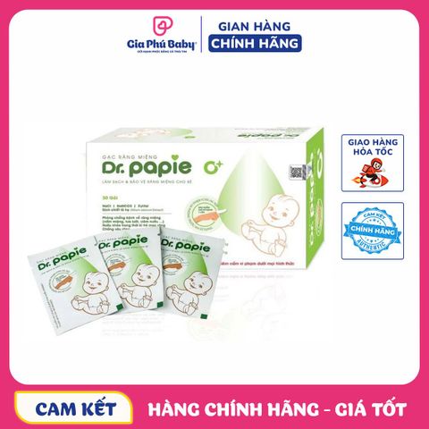 Gạc rơ lưỡi Dr Papie 0m+ Hộp 30 gói