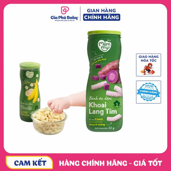 HŨ bánh ăn dặm Mămmy giòn xốp tan ngay trong miệng, bánh mát dễ tiêu hóa cho bé 32g với 6 vị hoa quả