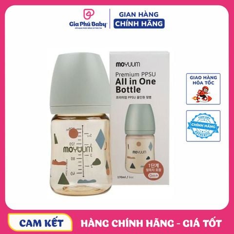 Bình sữa Moyuum 170ml in mây xanh cho bé