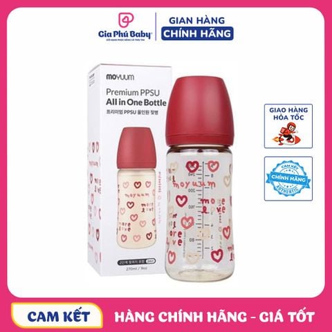 Bình sữa Moyuum PPSU Red Love 270ml