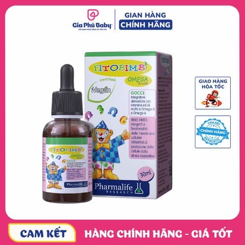 Fittobimbi Omega - Omega Junior Gocce - phát triển não bộ cho trẻ - Nhập khẩu chính hãng từ Ý(Siro omega Fitobimbi 30ml)