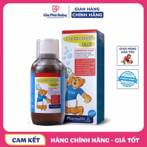 Fitobimbi Calcio Bổ sung Canxi và vitamin D GIúp phát triển chiều cao tối đa cho trẻ Bé xương răng chắc khỏe Chai 200