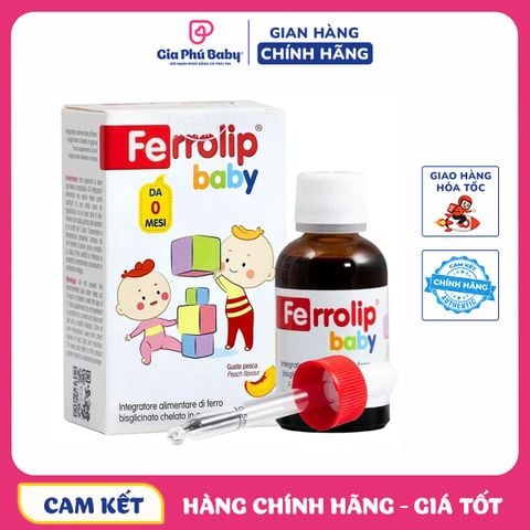 Sắt Siro Ferrolip Baby Vị Đào Thơm Ngon Cho Bé Lọ 30 ML