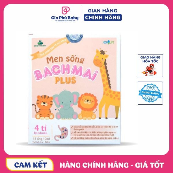 Men sống bạch mai plus chứa chất xơ và 4 tỷ lợi khuẩn bé hết táo bón,Rối loạn tiêu hóa,Biếng ăn-Men sống hữu cơ Bạch Mai