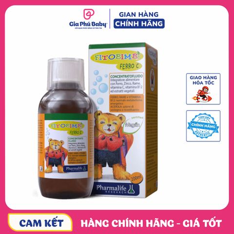 Siro FitoBimbi Ferro C Hỗ Trợ Bổ Sung Sắt Và Kẽm, Giúp Điều Hòa Hệ Miễn Dịch Cho Bé Chai 200ml