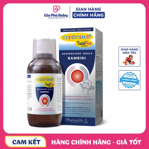 Siro Fitobimbi TussiFlux Junior Giảm Ho Có Đờm,Đau Họng,Cảm Cúm.Tăng Cường Hô Hấp Cho Bé