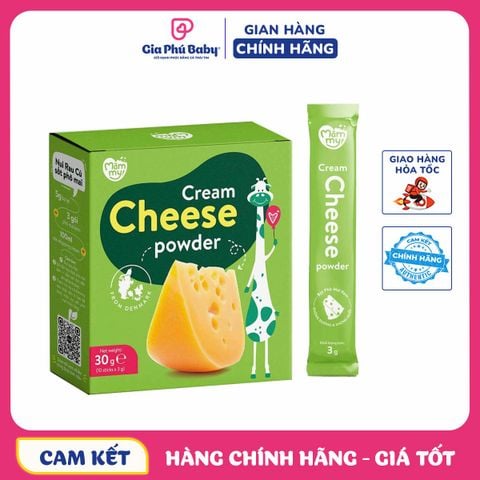 Phô mai tách muối Mămmy dạng bột rắc cơm, cháo cho bé ăn dặm, hộp 10 ống hộp 30g