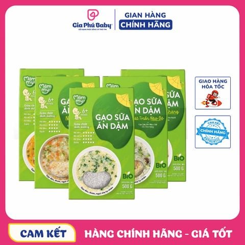 Gạo sữa ăn dặm Mămmy Mix hạt siêu mềm mịn thơm mùi sữa, dễ tiêu hóa, cháo nấu ra sánh đặc thơm ngon gói 500g