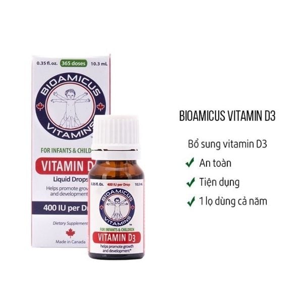 Vitamin D3 BioAmicus 400IU/giọt 10ml chính hãng cho bé hàng chính hãng