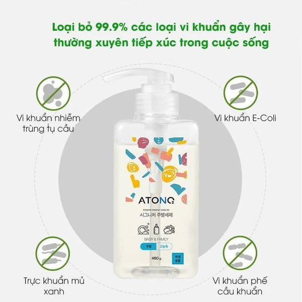 Nước Rửa Bình Atono2 Hàn Quốc hàng chính hãng cho bé từ sơ sinh ( Chai và túi )