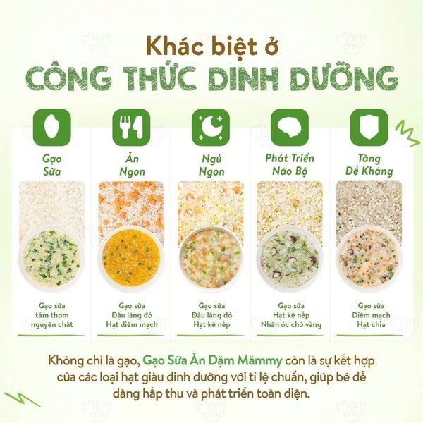 Gạo sữa ăn dặm Mămmy Mix hạt siêu mềm mịn thơm mùi sữa, dễ tiêu hóa, cháo nấu ra sánh đặc thơm ngon gói 500g