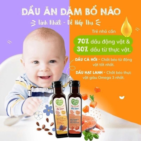 Dầu ăn dặm bổ não Mămmy bổ sung DHA, Omega 3 cho bé từ 6 tháng – chai 100ml đủ vị