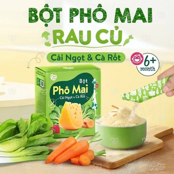 Phô mai tách muối Mămmy dạng bột rắc cơm, cháo cho bé ăn dặm, hộp 10 ống hộp 30g