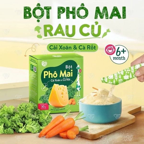 Phô mai tách muối Mămmy dạng bột rắc cơm, cháo cho bé ăn dặm, hộp 10 ống hộp 30g