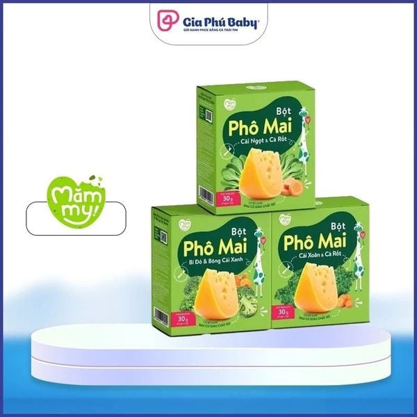 Phô mai tách muối Mămmy dạng bột rắc cơm, cháo cho bé ăn dặm, hộp 10 ống hộp 30g