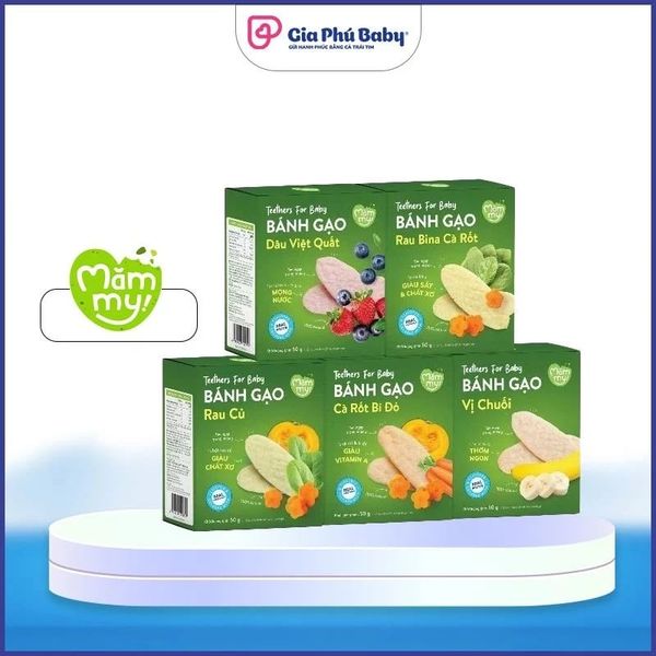 Bánh Gạo Dẹt tập cầm năm cho bé,vị rau củ Mămmy giúp bé tập nhau bổ sung dinh dưỡng