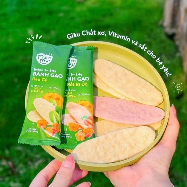 Bánh Gạo Dẹt tập cầm năm cho bé,vị rau củ Mămmy giúp bé tập nhau bổ sung dinh dưỡng