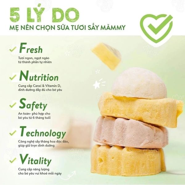Sữa tươi sấy Mămmy giàu dinh dưỡng, thơm ngon tự nhiên cho bé từ 6 tháng tuổi, đủ vị thơm ngon