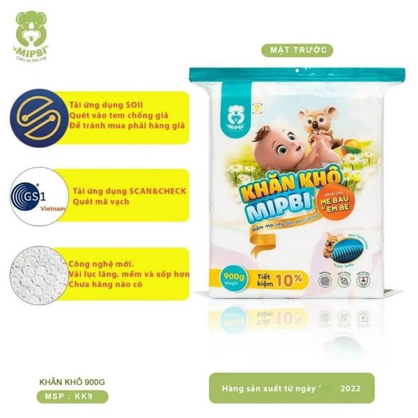 Khăn Khô Mipbi Chính Hãng (900g/600g/300g) – Đa Năng Dành Cho Bé Từ Sơ Sinh