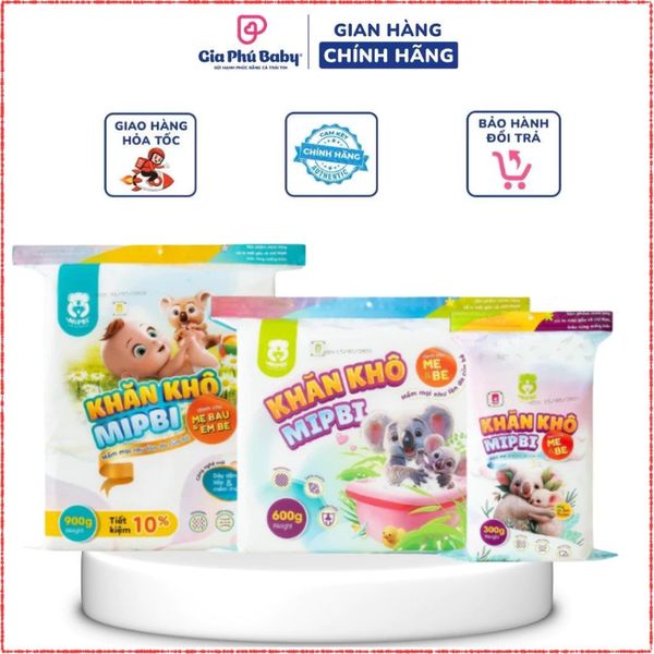 Khăn Khô Mipbi Chính Hãng (900g/600g/300g) – Đa Năng Dành Cho Bé Từ Sơ Sinh