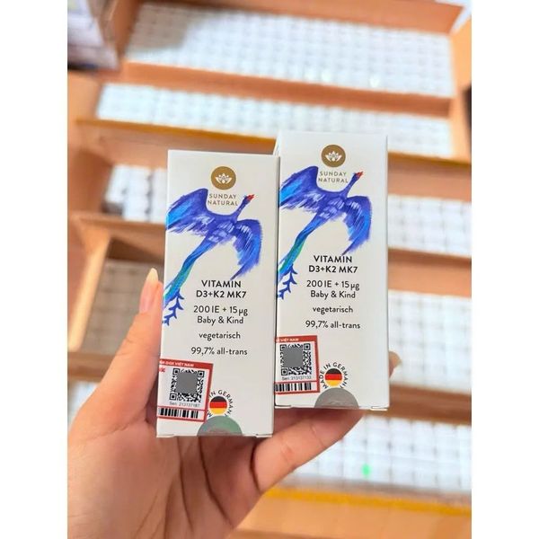 Vitamin D3K2 MK7 Sunday Natural Dạng Giọt 0-4 Tuổi - Hỗ Trợ Xương Răng, Miễn Dịch - Chính Hãng Đức.