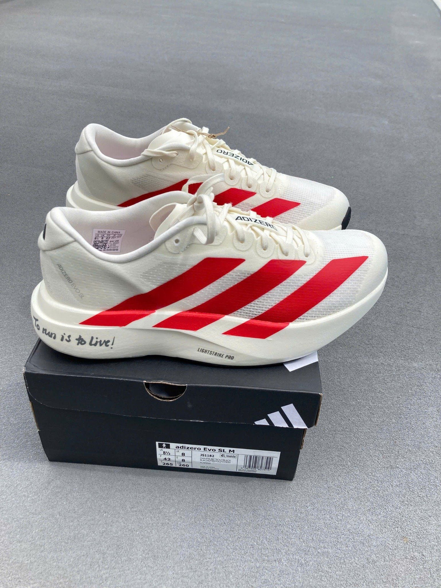 Giày Chạy Bộ Adizero Evo SL Trắng Đỏ - JS1182 – Runner Chuyên Nghiệp
