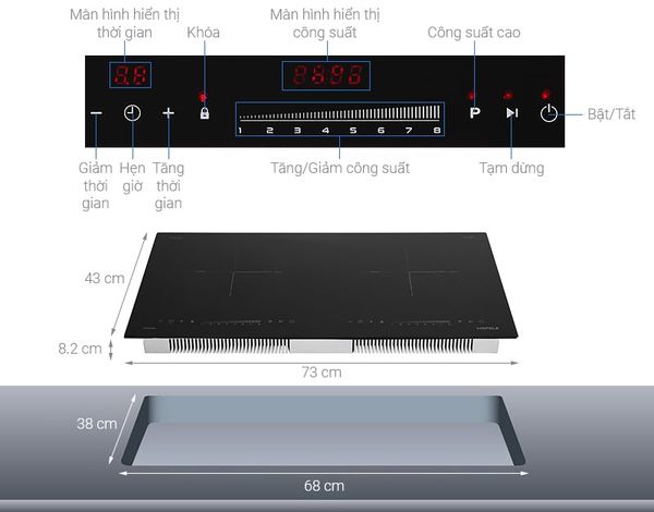 Bếp từ đôi âm Hafele HC-I2732A 4400W