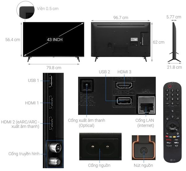 Smart Tivi LG 4K 43 Inch 43UT8050PSB