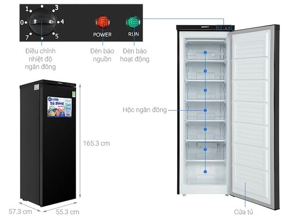 Tủ đông đứng Sanaky Inverter 213 lít VH230VD3