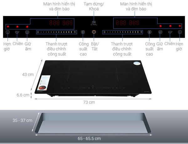 Bếp từ đôi âm Comfee CIH-40DHE 4000W