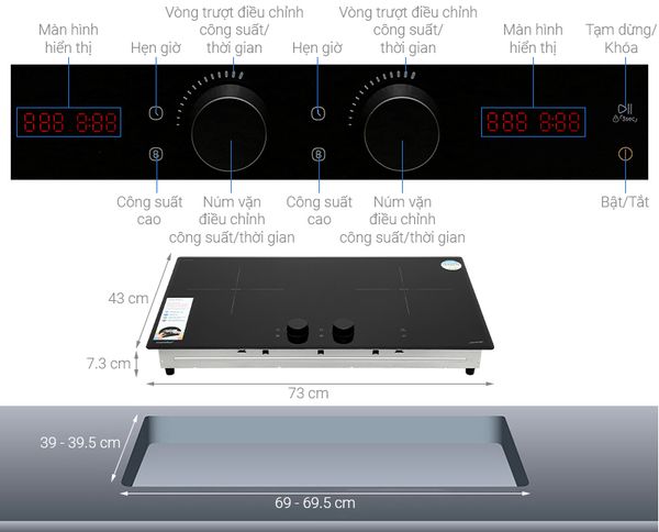 Bếp từ đôi âm Comfee CIH-52DHP 5200W