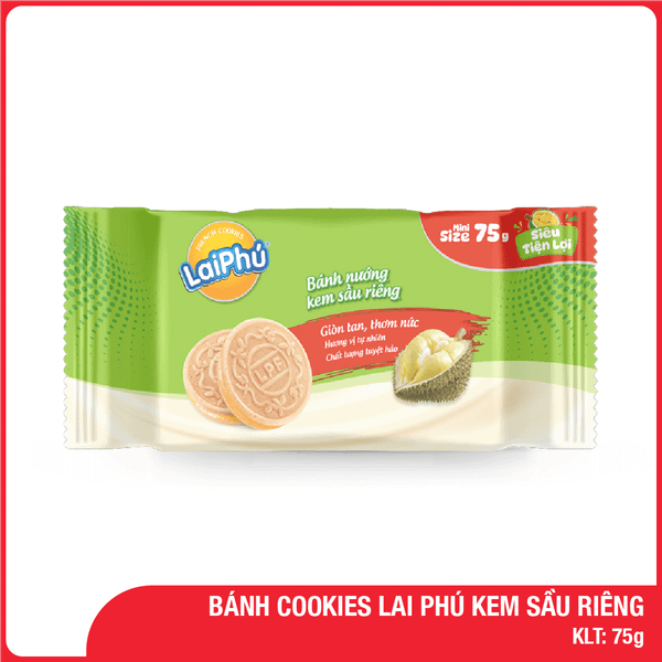 Bánh Cookies Lai Phú Kem Sầu Riêng 75G