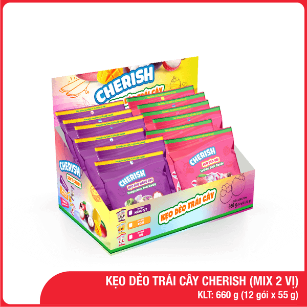 Hộp Kẹo Dẻo Trái Cây Cherish 660g (Mix 2 vị)