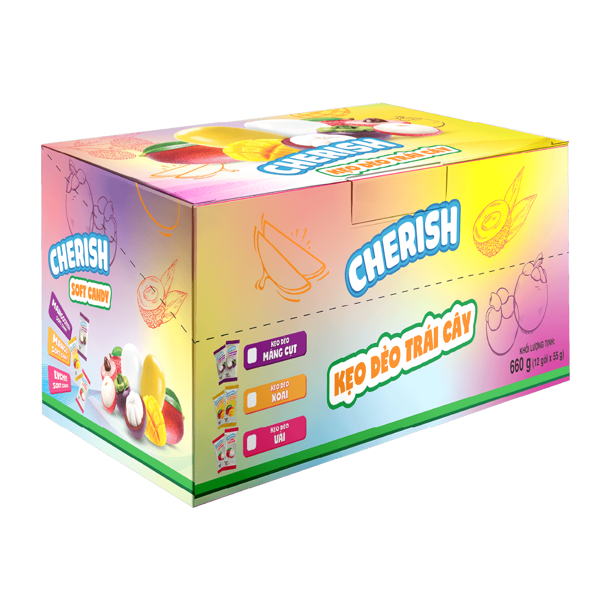 Hộp Kẹo Dẻo Trái Cây Cherish 660g (Mix 2 vị)