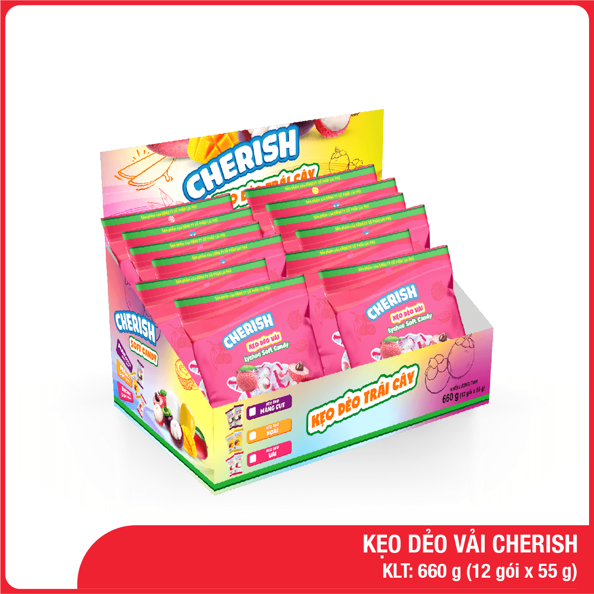 Hộp Kẹo Dẻo Trái Cây Cherish 660g (Mix 2 vị)