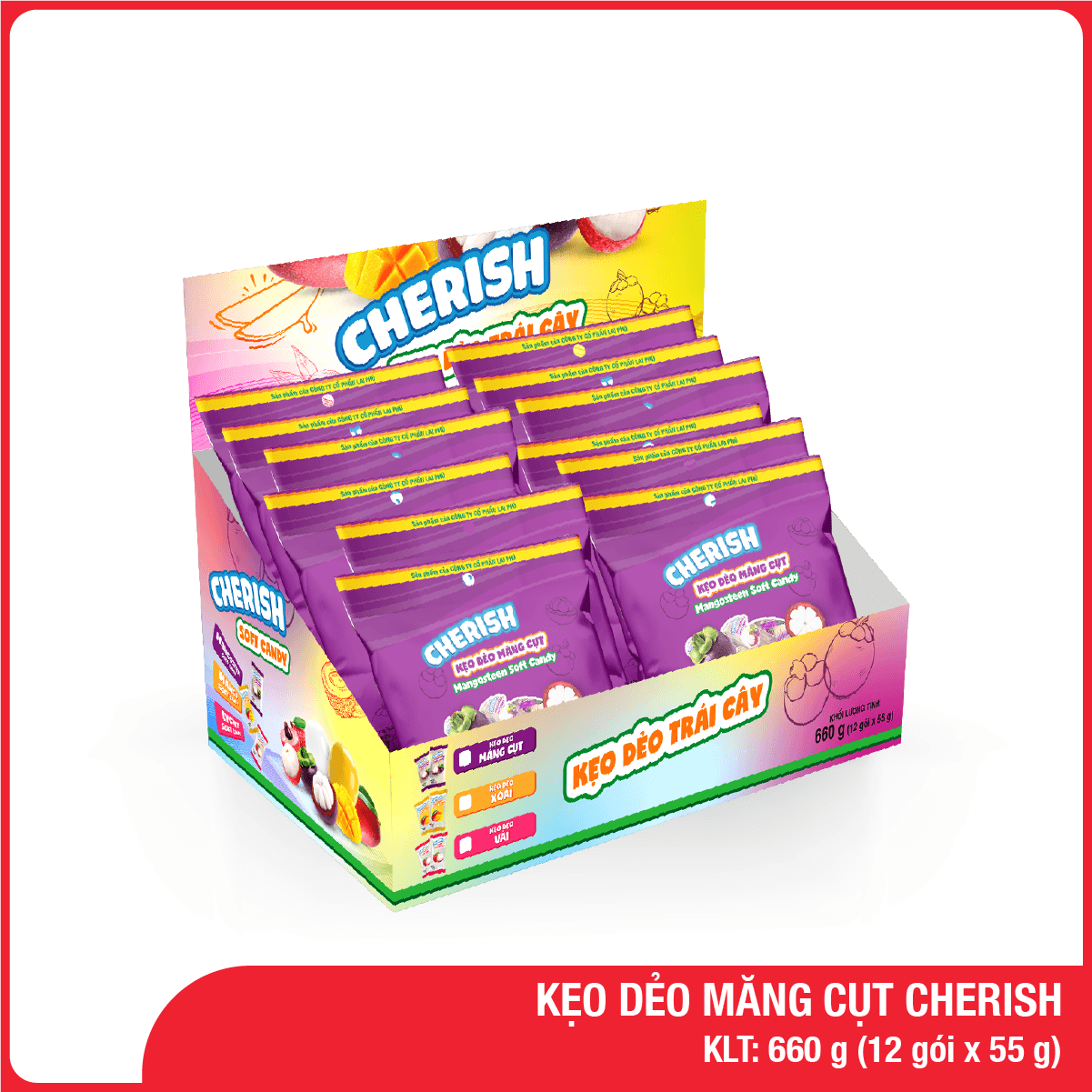 Hộp Kẹo Dẻo Trái Cây Cherish 660g (Mix 2 vị)